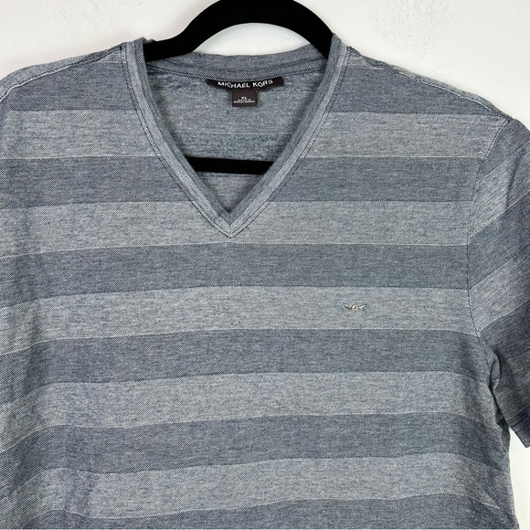 Michael Michael Kors grey stripe v neck mens size XL t shirt - Picture 2 of 9